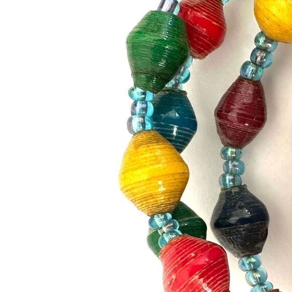 Multi colored  paper  beaded wrap bracelet - Picture 7 of 8